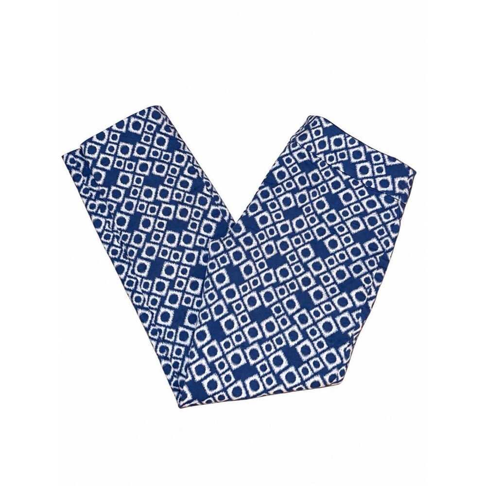 Worth New York Size 6 Blue White Geometric Ikat Stretch Cotton Pants